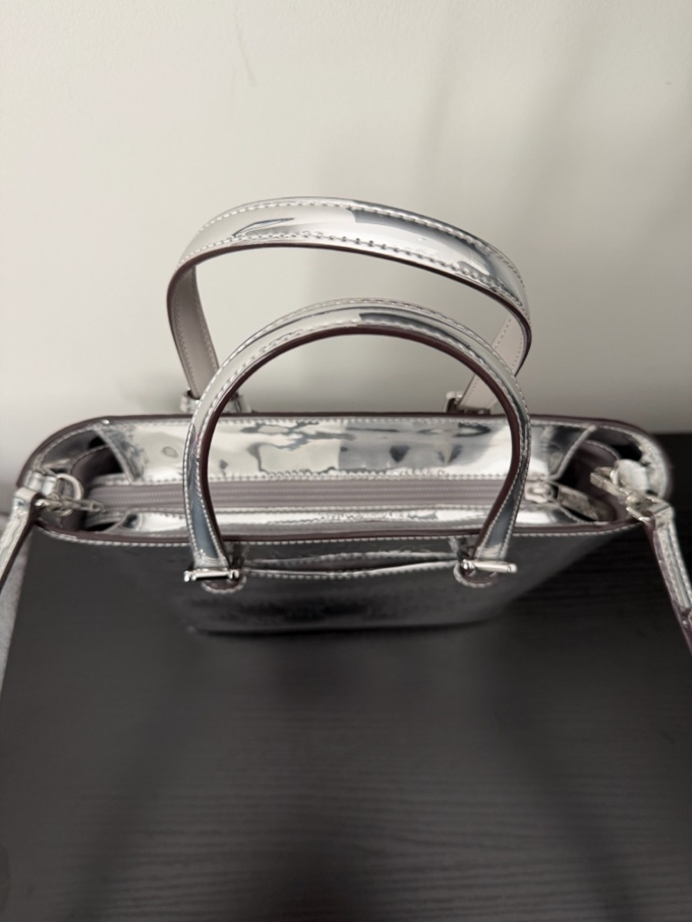 MICHAEL KORS Jet Set Extra Small Metallic Silver Embossed Tote - Picture 5 of 16